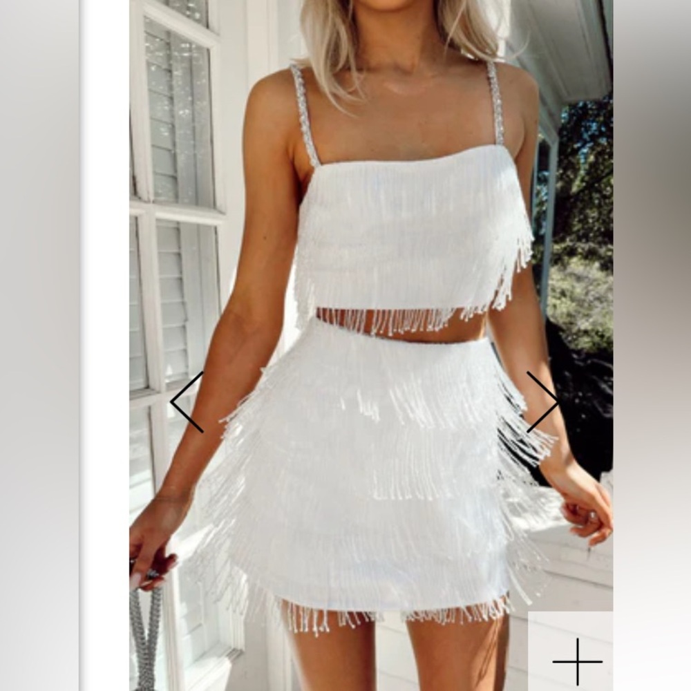 Show me your Mumu white sequin two piece